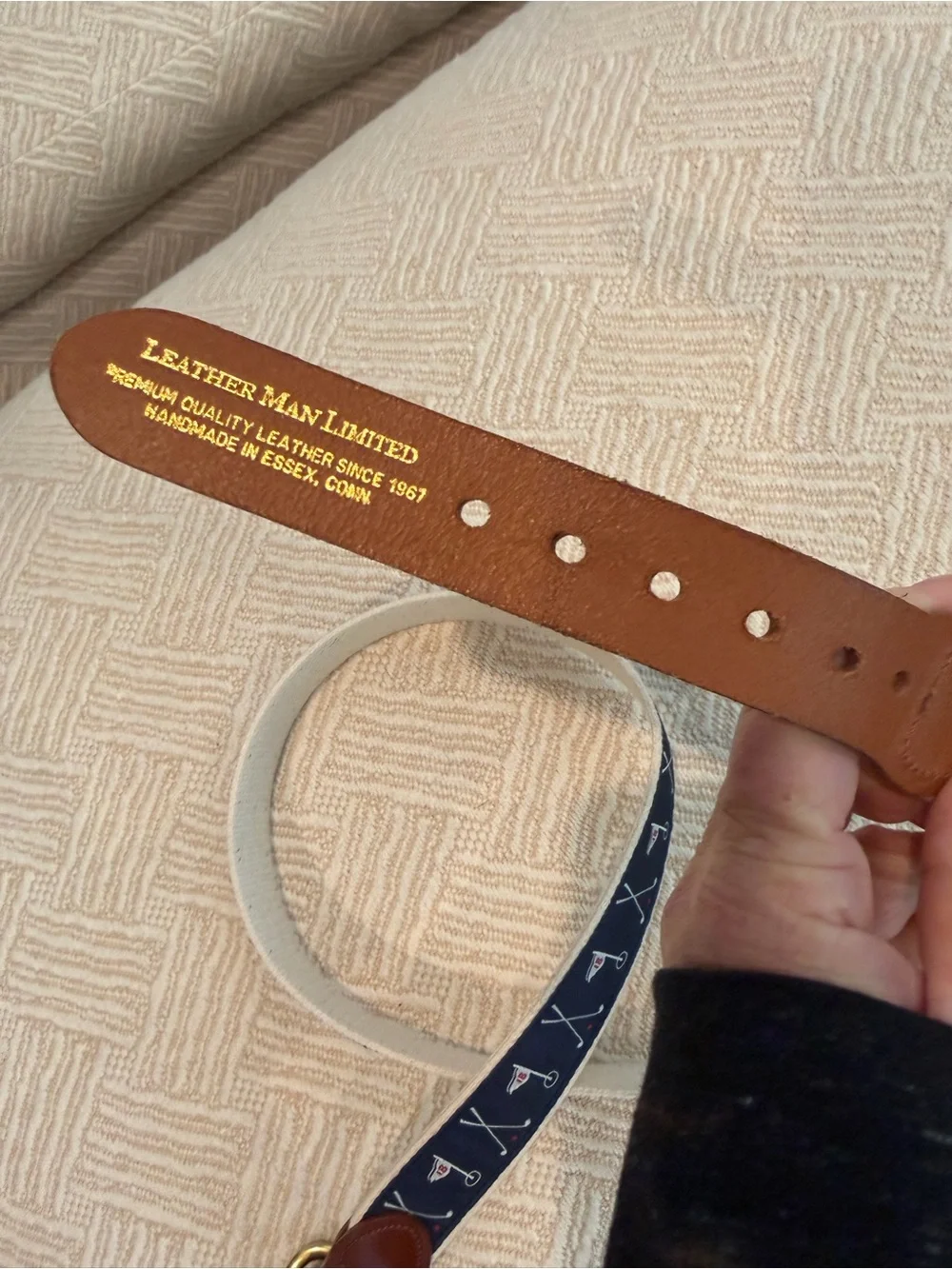 Leather Man Limited Handmade Leather Golf Belt. 18th Hole. Preppy. Country Club
